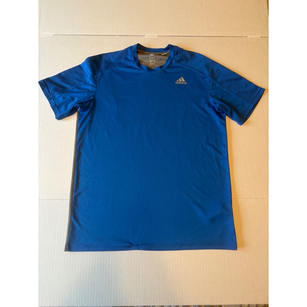 Adidas Climalite Blue Grey Performance Training Shirt Medium Gym Active Workout